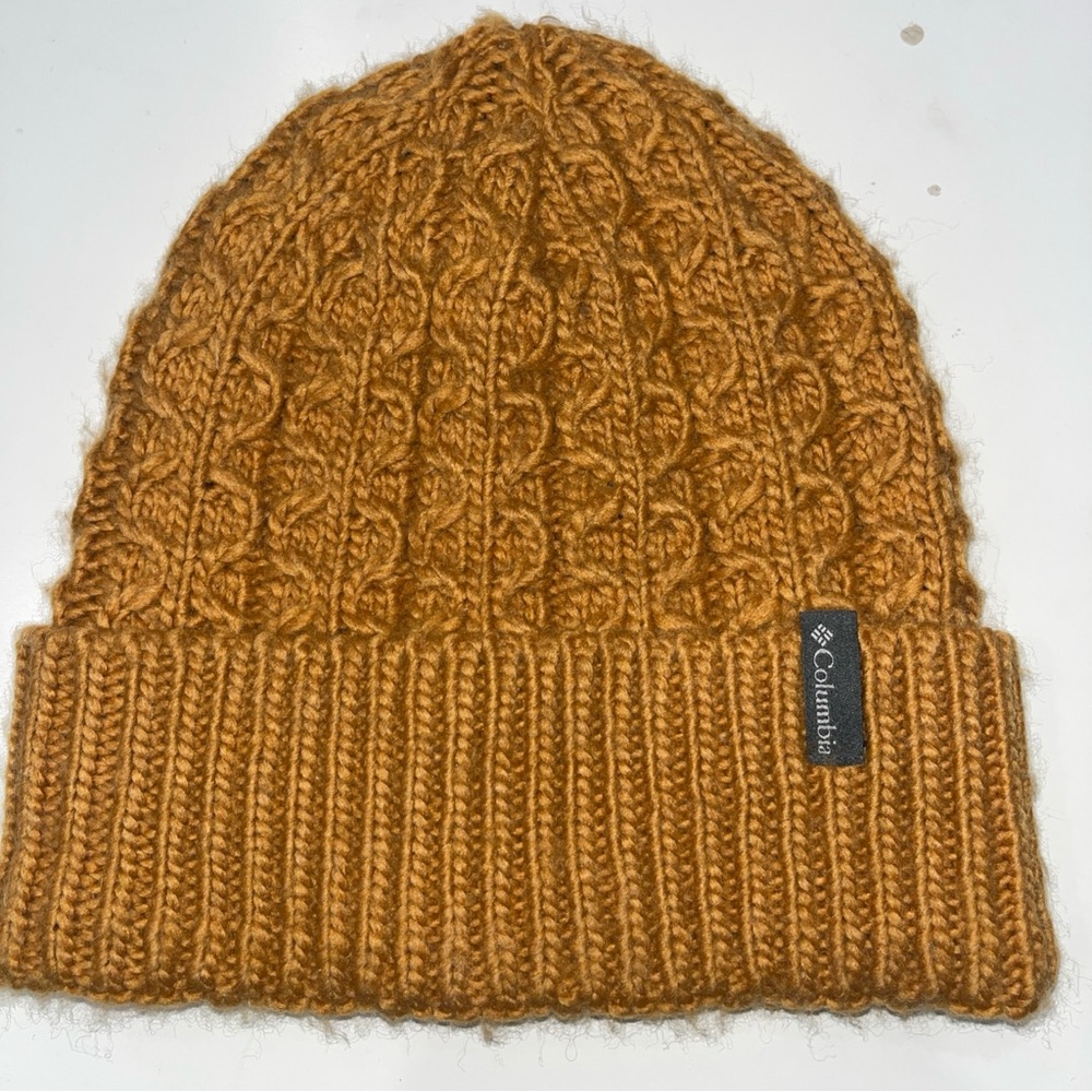 Columbia Cable Knit Beanie in Mustard